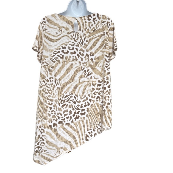 Chico's | Asymmetrical Animal Print Short Sleeve Top - Picture 2 of 6